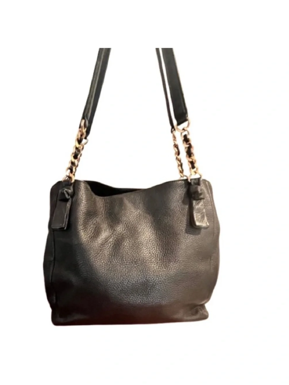 Tory Burch- Harper Tote Bag in Black Pebble Leather with Gold-Tone Hardware